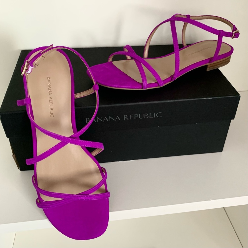 Banana republic purple suede strappy sandals